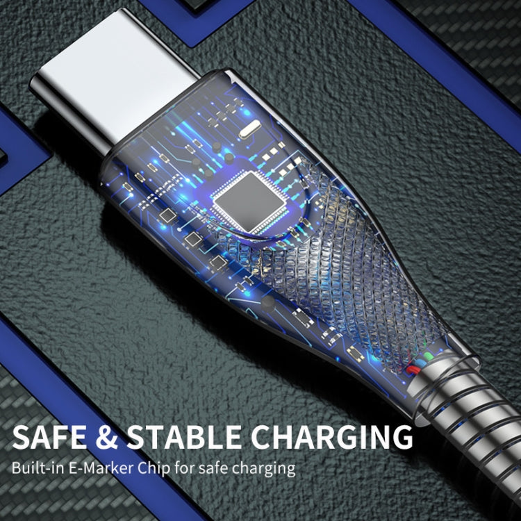 ENKAY ENK-CB128 PD 27W Type-C to 8 Pin Carbon Steel Hose Spring Fast Charging Data Cable, 1m Type-C to 8 Pin, 2m Type-C to 8 Pin