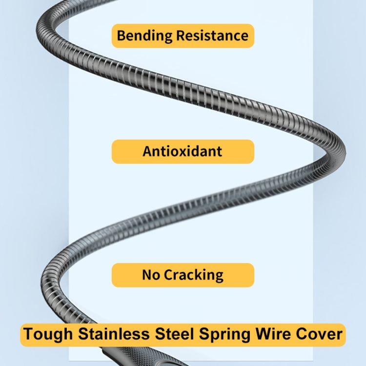 ENKAY ENK-CB128 PD 27W Type-C to 8 Pin Carbon Steel Hose Spring Fast Charging Data Cable, 1m Type-C to 8 Pin, 2m Type-C to 8 Pin