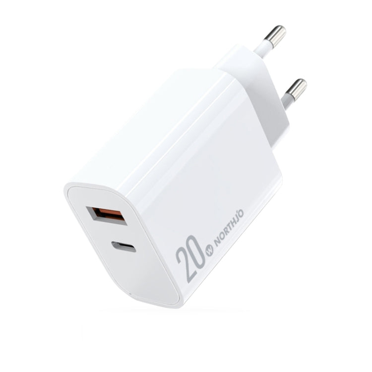 NORTHJO NOPD2002 PD20W USB-C/Type-C + QC 3.0 USB Dual Ports Fast Charger, US Plug, EU Plug, UK Plug, AU Plug