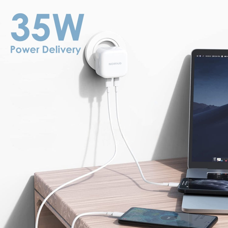 NORTHJO NOGAN3502 GaN PD PPS 35W Dual USB-C / Type-CWall Fast Charger, EU Plug, UK Plug