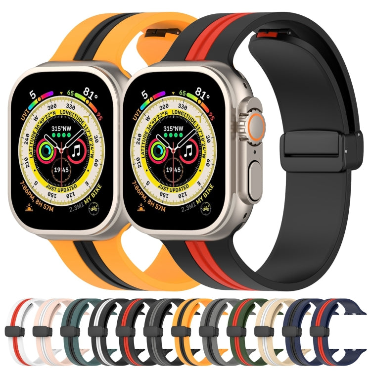 Magnetic Clasp Two-Color Silicone Watch Band, For Apple Watch Ultra 49mm, For Apple Watch Series 8&7 45mm
