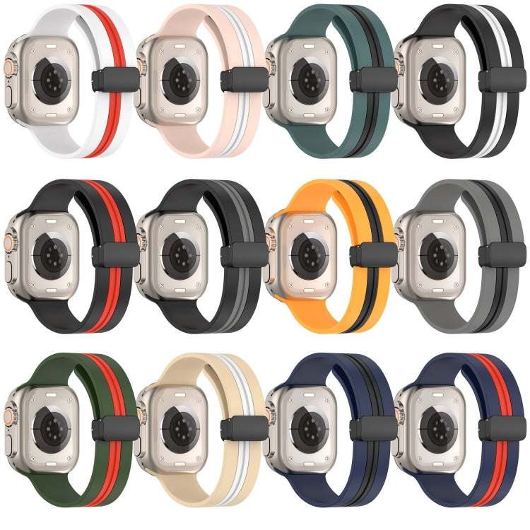 Magnetic Clasp Two-Color Silicone Watch Band, For Apple Watch Ultra 49mm, For Apple Watch Series 8&7 45mm