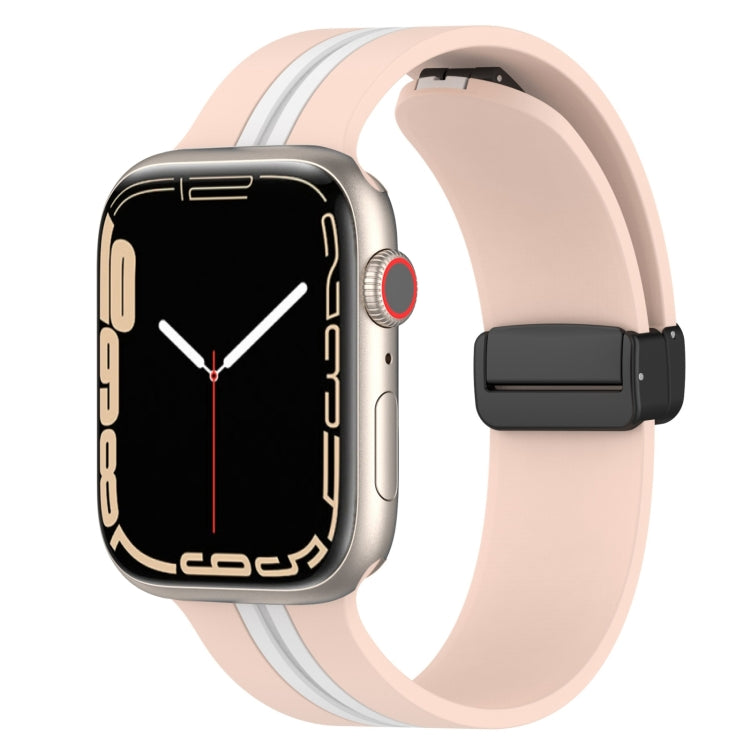 Magnetic Clasp Two-Color Silicone Watch Band, For Apple Watch Ultra 49mm, For Apple Watch Series 8&7 45mm