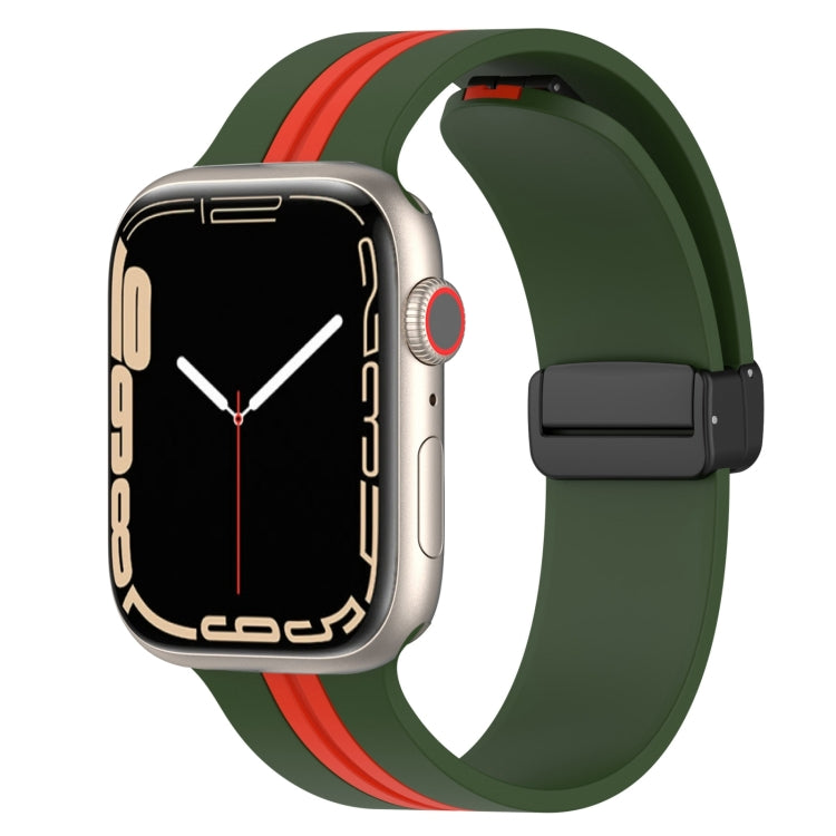 Magnetic Clasp Two-Color Silicone Watch Band, For Apple Watch Ultra 49mm, For Apple Watch Series 8&7 45mm