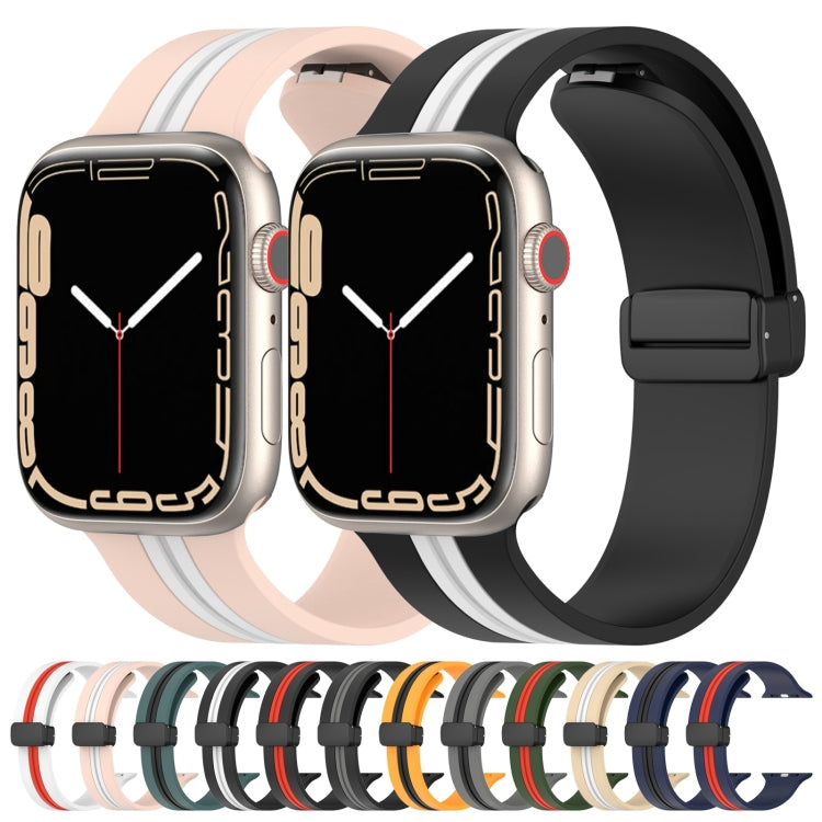 Magnetic Clasp Two-Color Silicone Watch Band, For Apple Watch Series 8&7 41mm