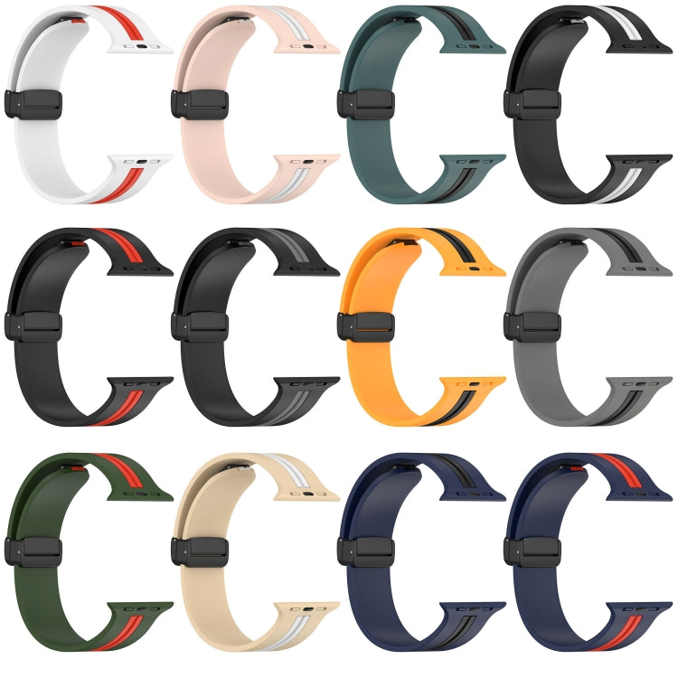 Magnetic Clasp Two-Color Silicone Watch Band, For Apple Watch Series 8&7 41mm