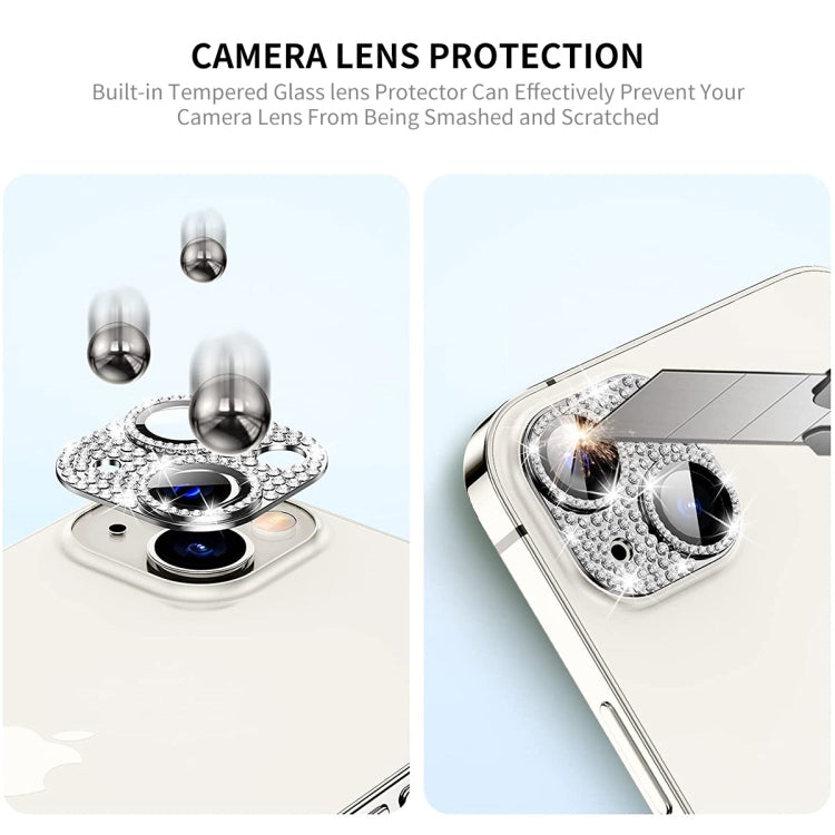 For iPhone 13 / 13 mini ENKAY Hat-Prince Blink Diamond Camera Lens Aluminium Alloy Tempered Glass Film, For iPhone 13 / 13 mini