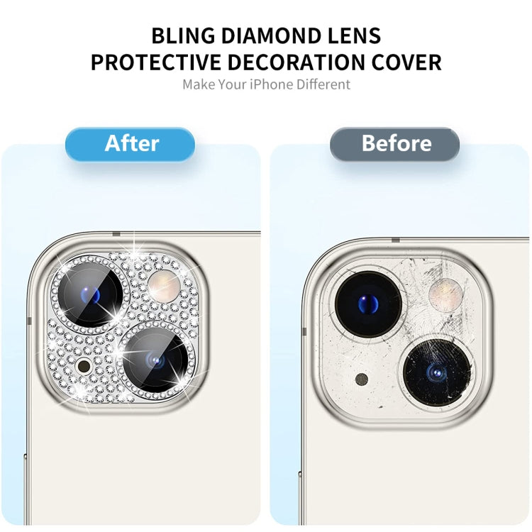 For iPhone 14 / 14 Plus ENKAY Hat-Prince Blink Diamond Camera Lens Aluminium Alloy Tempered Glass Film, For iPhone 14 / 14 Plus