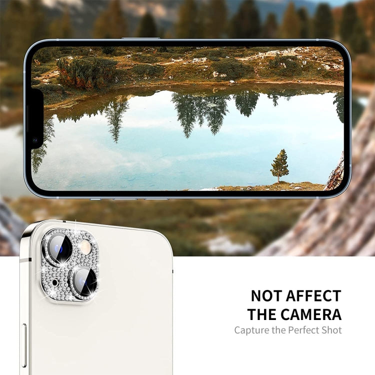 For iPhone 14 / 14 Plus ENKAY Hat-Prince Blink Diamond Camera Lens Aluminium Alloy Tempered Glass Film, For iPhone 14 / 14 Plus