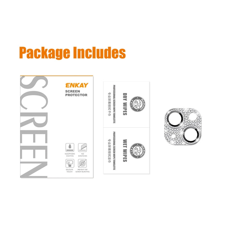 For iPhone 14 / 14 Plus ENKAY Hat-Prince Blink Diamond Camera Lens Aluminium Alloy Tempered Glass Film, For iPhone 14 / 14 Plus