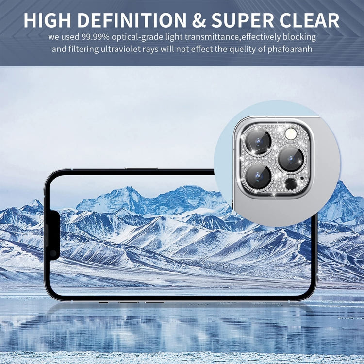 For iPhone 14 Pro / 14 Pro Max ENKAY Hat-Prince Blink Diamond Camera Lens Aluminium Alloy Tempered Glass Film, For iPhone 14 Pro / 14 Pro Max