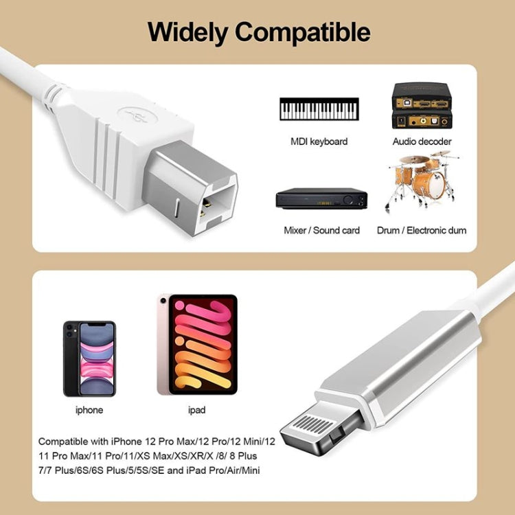 Câble multifonction 8 broches vers USB + MIDI pour instrument de musique électronique, OTG et chargement, compatible avec iOS 10-14, MIDI + OTG, 1 m
