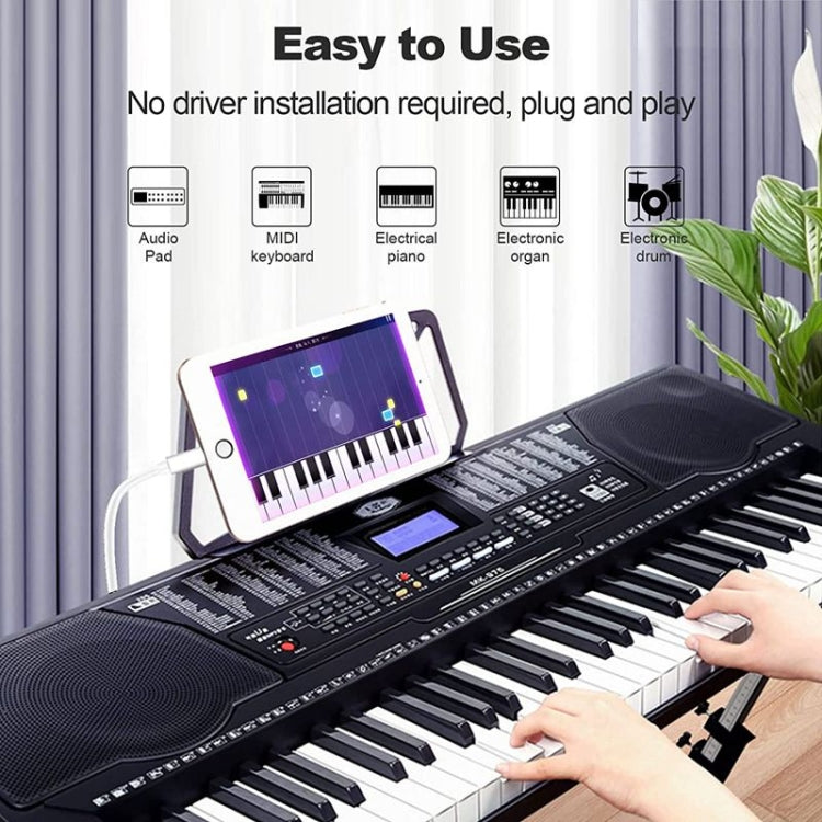 Câble multifonction 8 broches vers USB + MIDI pour instrument de musique électronique, OTG et chargement, compatible avec iOS 10-14, MIDI + OTG, 1 m