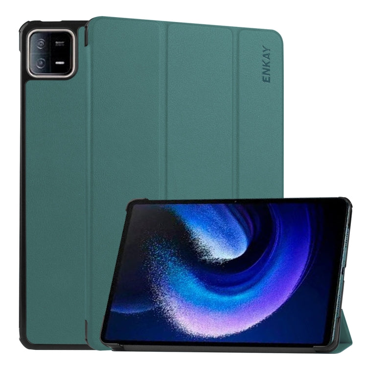 For Xiaomi Pad 6 ENKAY Tri-fold Custer Texture Leather Stand Smart Case, For Xiaomi Pad 6