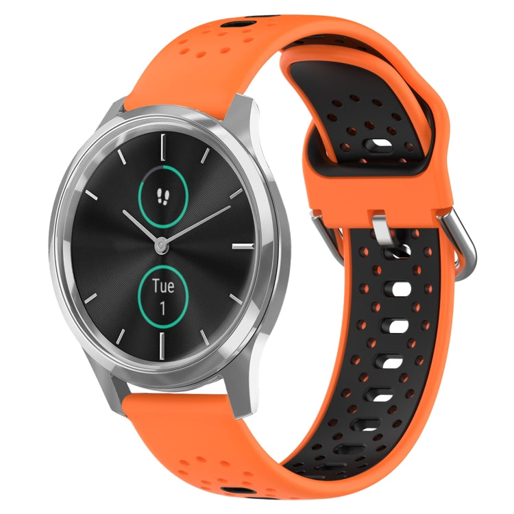 20mm Breathable Two-Color Silicone Watch Band, For Garmin VivoMove Luxe
