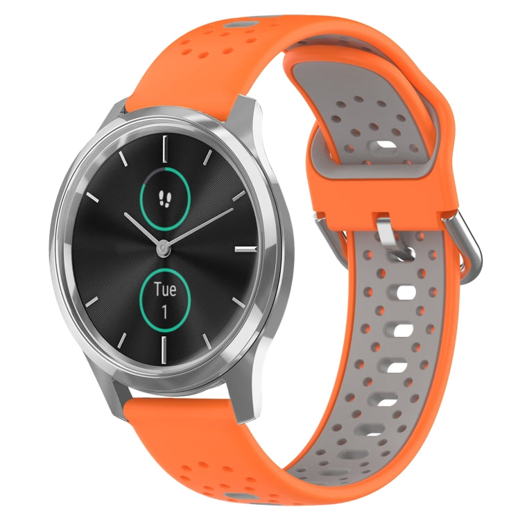 20mm Breathable Two-Color Silicone Watch Band, For Garmin VivoMove Luxe