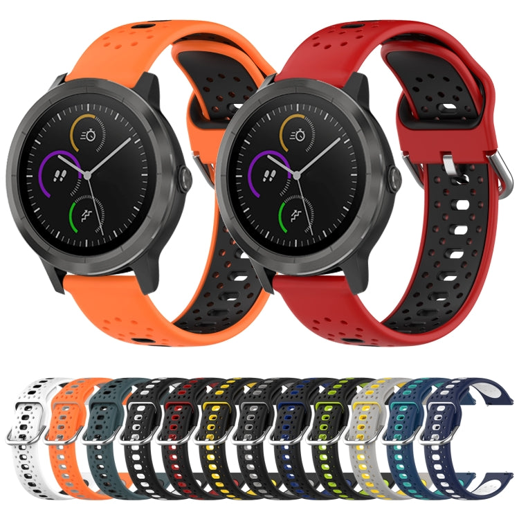 20mm Breathable Two-Color Silicone Watch Band, For Garmin Forerunner 158
