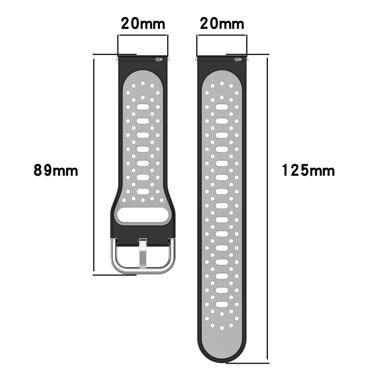 20mm Breathable Two-Color Silicone Watch Band, For Amazfit GTR 42mm