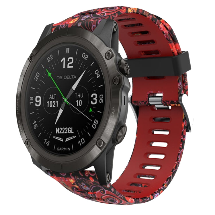 26mm Camouflage Printed Silicone Watch Band, For Garmin Instinct 2X Solar, For Garmin D2 Delta PX, For Garmin Tactix 7 Pro, For Garmin Tactix 7