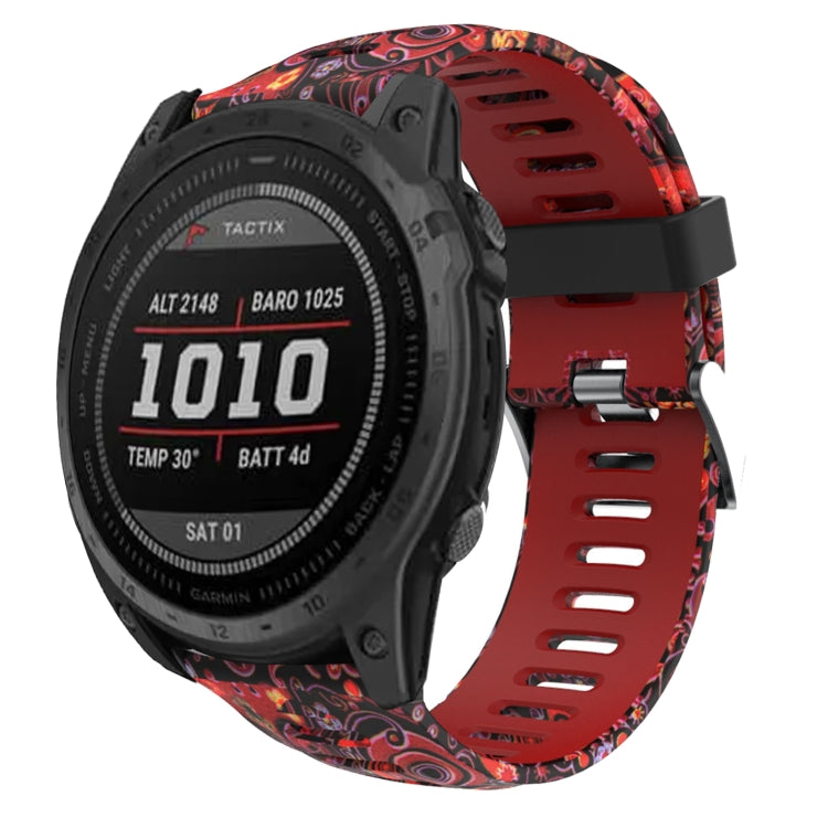 26mm Camouflage Printed Silicone Watch Band, For Garmin Fenix 7X, For Garmin Fenix 7X Solar, For Garmin Tactix Delta, For Garmin Enduro 2