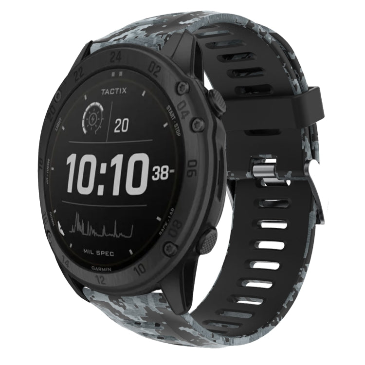 26mm Camouflage Printed Silicone Watch Band, For Garmin Fenix 7X, For Garmin Fenix 7X Solar, For Garmin Tactix Delta, For Garmin Enduro 2