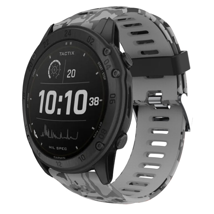26mm Camouflage Printed Silicone Watch Band, For Garmin Fenix 7X, For Garmin Fenix 7X Solar, For Garmin Tactix Delta, For Garmin Enduro 2
