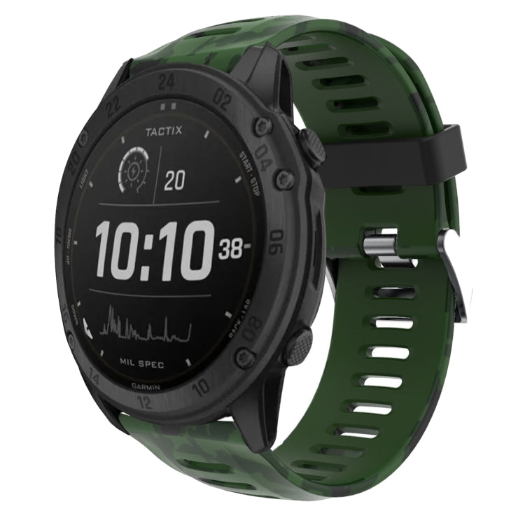 26mm Camouflage Printed Silicone Watch Band, For Garmin Fenix 7X, For Garmin Fenix 7X Solar, For Garmin Tactix Delta, For Garmin Enduro 2