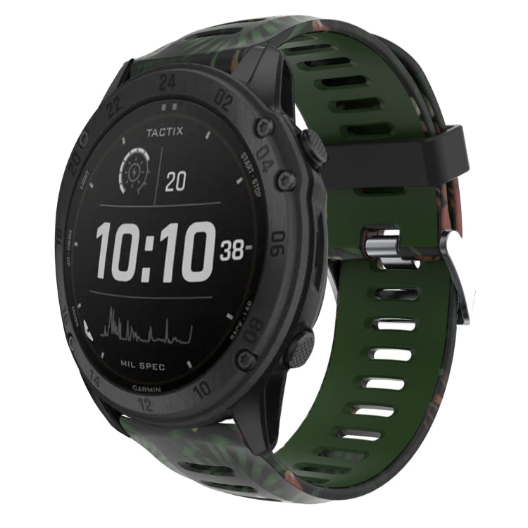 26mm Camouflage Printed Silicone Watch Band, For Garmin Fenix 7X, For Garmin Fenix 7X Solar, For Garmin Tactix Delta, For Garmin Enduro 2