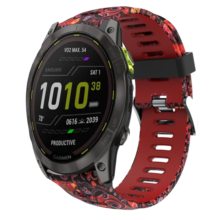 26mm Camouflage Printed Silicone Watch Band, For Garmin Fenix 7X, For Garmin Fenix 7X Solar, For Garmin Tactix Delta, For Garmin Enduro 2