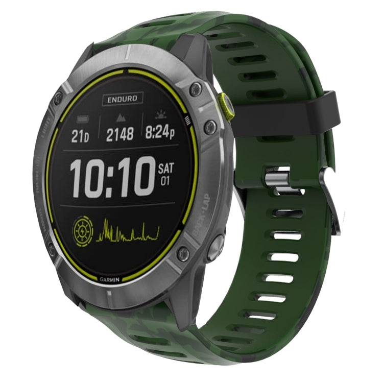 26mm Camouflage Printed Silicone Watch Band, For Garmin Enduro, For Garmin Fenix 6X, For Garmin Fenix 6X Pro, For Garmin Fenix 6X Sapphire