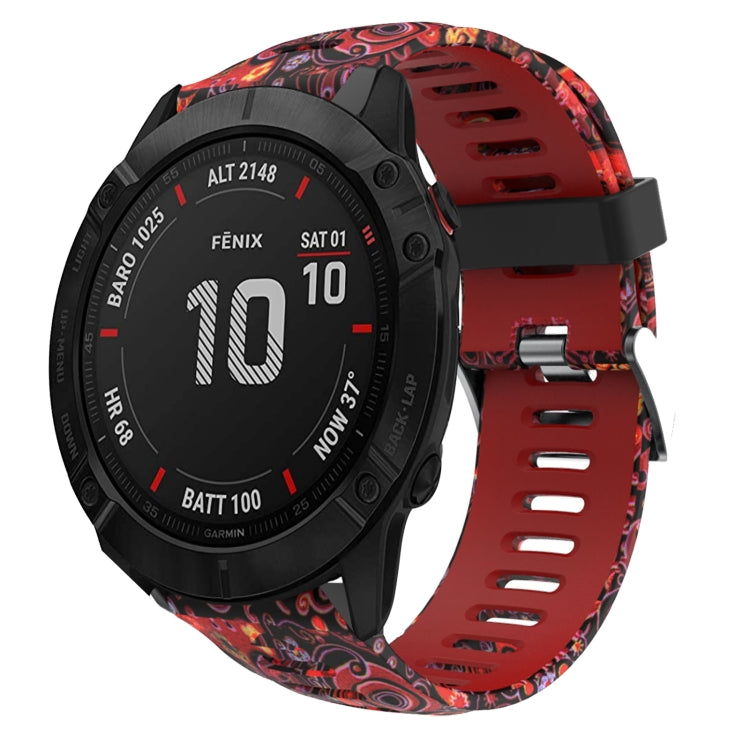 26mm Camouflage Printed Silicone Watch Band, For Garmin Enduro, For Garmin Fenix 6X, For Garmin Fenix 6X Pro, For Garmin Fenix 6X Sapphire