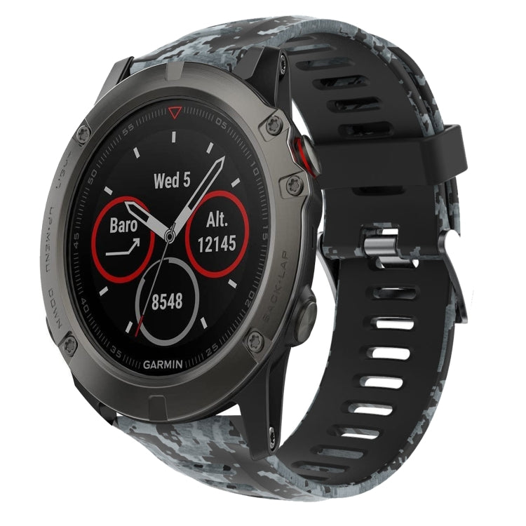 26mm Camouflage Printed Silicone Watch Band, For Garmin Fenix 5X Sapphire, For Garmin Fenix 5X Plus, For Garmin Fenix 3, For Garmin Fenix 3 HR