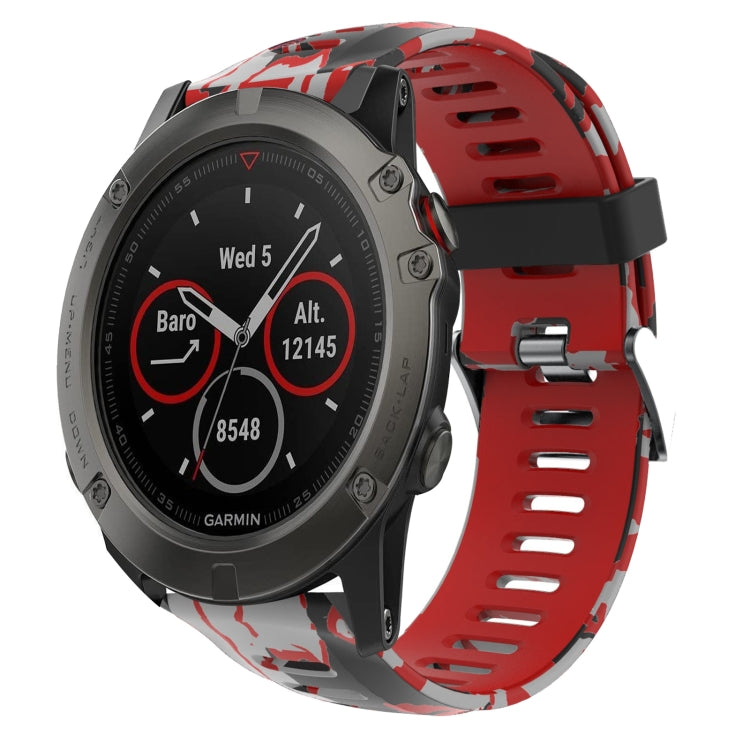 26mm Camouflage Printed Silicone Watch Band, For Garmin Fenix 5X Sapphire, For Garmin Fenix 5X Plus, For Garmin Fenix 3, For Garmin Fenix 3 HR