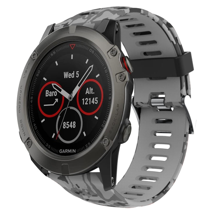 26mm Camouflage Printed Silicone Watch Band, For Garmin Fenix 5X Sapphire, For Garmin Fenix 5X Plus, For Garmin Fenix 3, For Garmin Fenix 3 HR