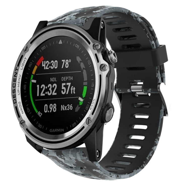 26mm Camouflage Printed Silicone Watch Band, For Garmin Fenix 3 Sapphire, For Garmin Descent MK 1, For Garmin Descent MK 2, For Garmin Descent MK 2i
