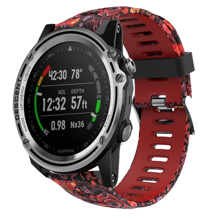 26mm Camouflage Printed Silicone Watch Band, For Garmin Fenix 3 Sapphire, For Garmin Descent MK 1, For Garmin Descent MK 2, For Garmin Descent MK 2i
