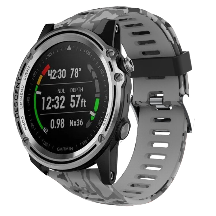 26mm Camouflage Printed Silicone Watch Band, For Garmin Fenix 3 Sapphire, For Garmin Descent MK 1, For Garmin Descent MK 2, For Garmin Descent MK 2i
