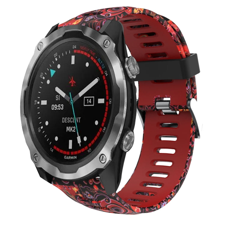 26mm Camouflage Printed Silicone Watch Band, For Garmin Fenix 3 Sapphire, For Garmin Descent MK 1, For Garmin Descent MK 2, For Garmin Descent MK 2i