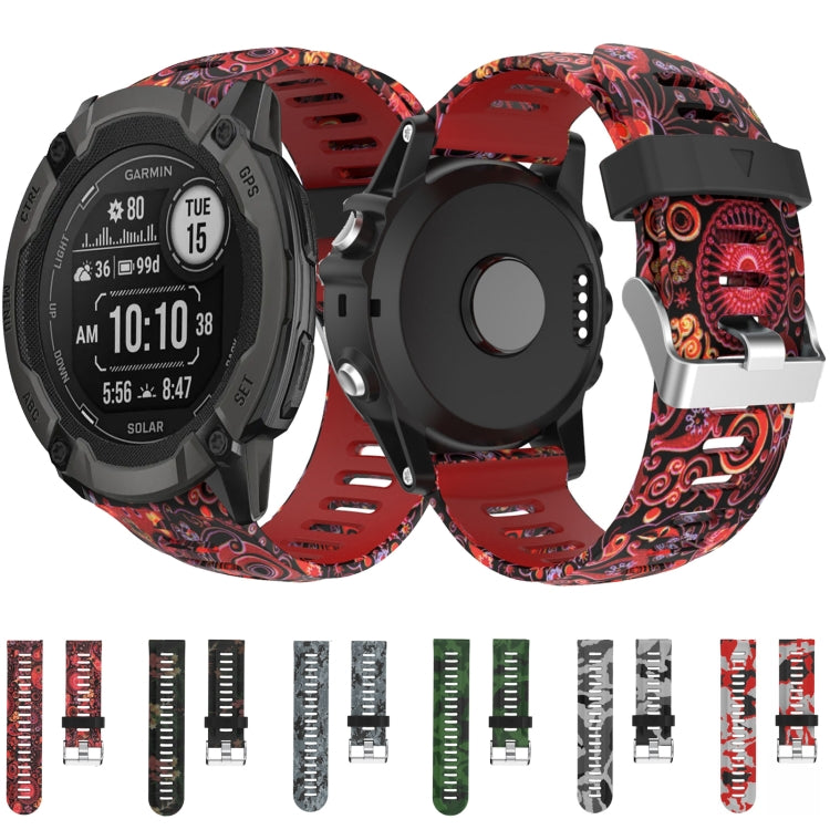 26mm Camouflage Printed Silicone Watch Band, For Garmin Instinct 2X Solar, For Garmin D2 Delta PX, For Garmin Tactix 7 Pro, For Garmin Tactix 7