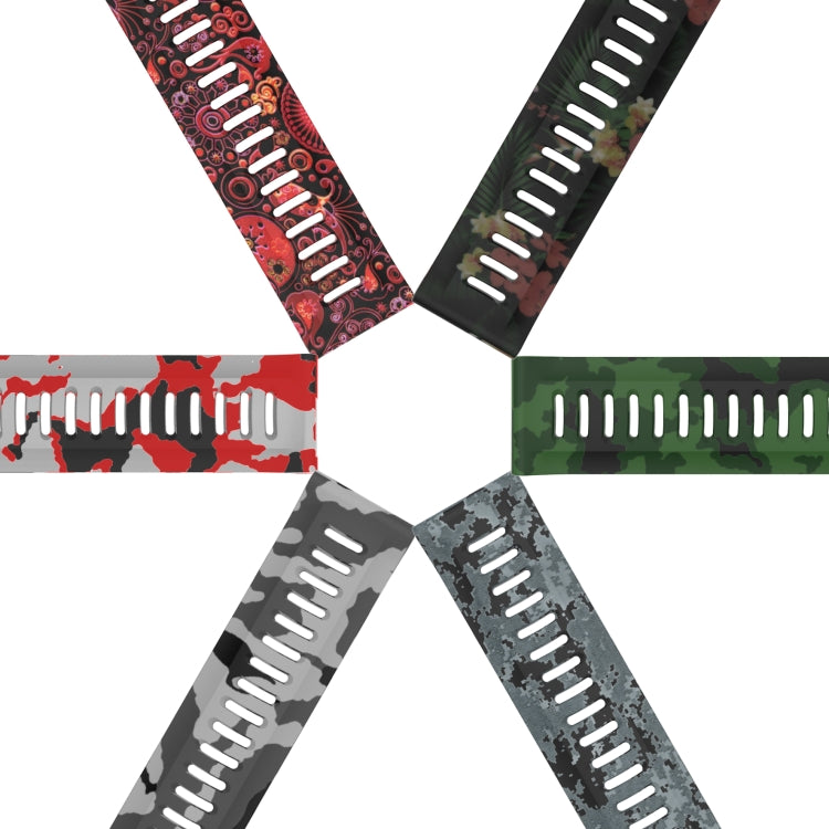 26mm Camouflage Printed Silicone Watch Band, For Garmin Enduro, For Garmin Fenix 6X, For Garmin Fenix 6X Pro, For Garmin Fenix 6X Sapphire