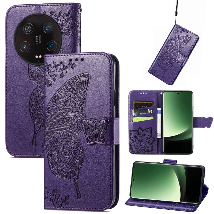 Butterfly Love Flower Embossed Leather Phone Case
