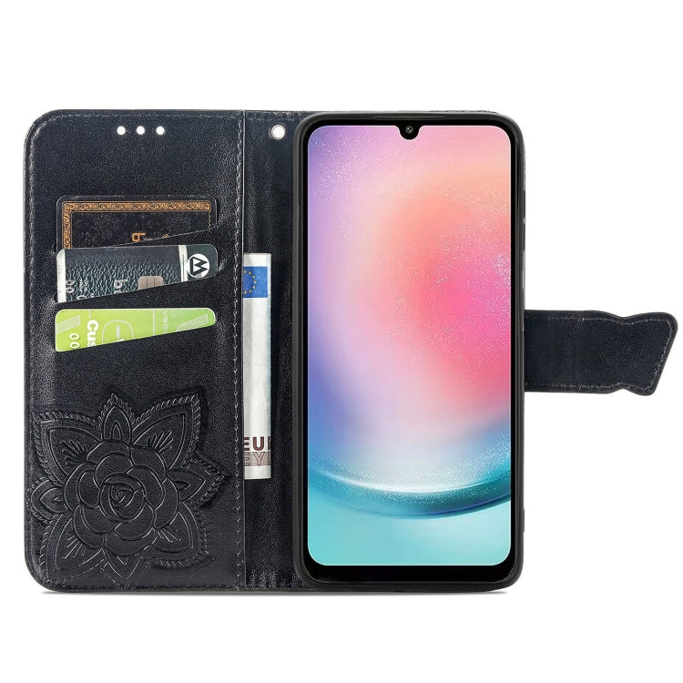 Butterfly Love Flower Embossed Leather Phone Case, For Samsung Galaxy A24 4G
