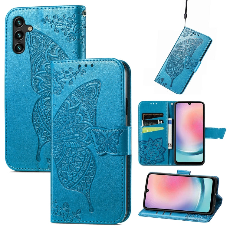 Butterfly Love Flower Embossed Leather Phone Case, For Samsung Galaxy A24 4G