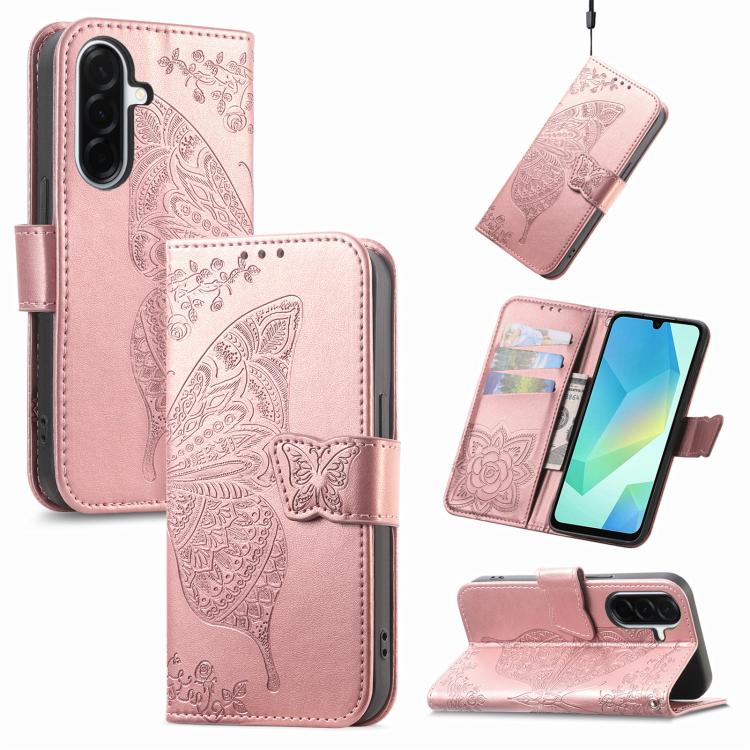 Butterfly Love Flower Embossed Leather Phone Case, For Samsung Galaxy A27 5G, For Samsung Galaxy A24 4G