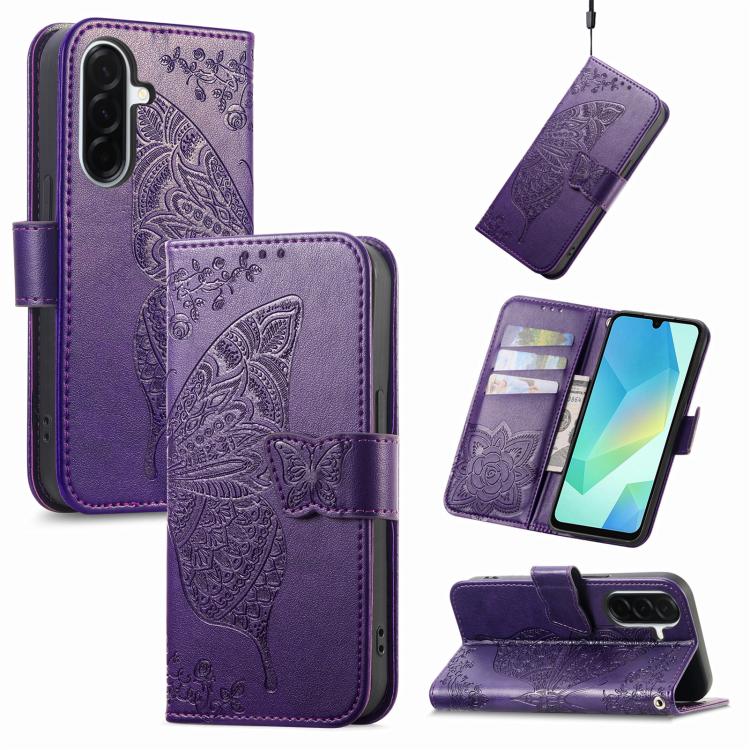 Butterfly Love Flower Embossed Leather Phone Case, For Samsung Galaxy A27 5G, For Samsung Galaxy A24 4G