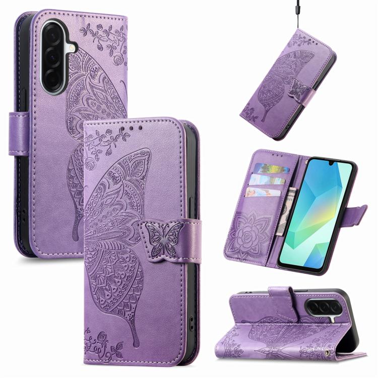 Butterfly Love Flower Embossed Leather Phone Case, For Samsung Galaxy A27 5G, For Samsung Galaxy A24 4G