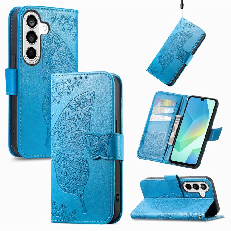 Butterfly Love Flower Embossed Leather Phone Case, For Galaxy S26 FE 5G, For Galaxy A27 5G, For Galaxy A24 4G