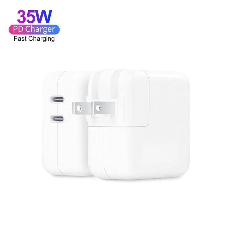 Chargeur double port USB-C/Type-C 35 W PD3.0 pour iPhone/iPad, prises US et UE