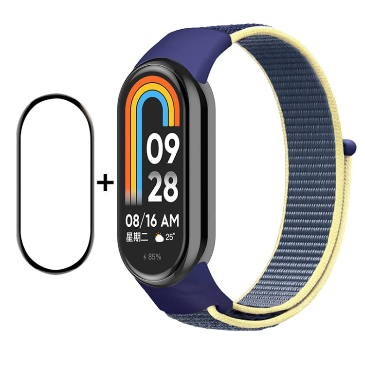 For Xiaomi Mi Band 8 ENKAY Hat-Prince 2 in 1 Set Full Coverage Screen Protector + Nylon Velcro Loop Watch Band