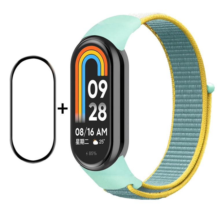 For Xiaomi Mi Band 8 ENKAY Hat-Prince 2 in 1 Set Full Coverage Screen Protector + Nylon Velcro Loop Watch Band